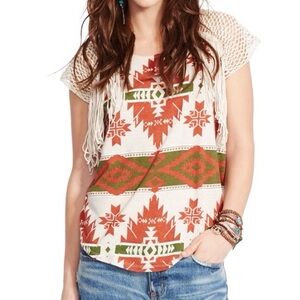 Denim & Supply Ralph Lauren‎ Fringe Knit Top crochet boho Aztec native